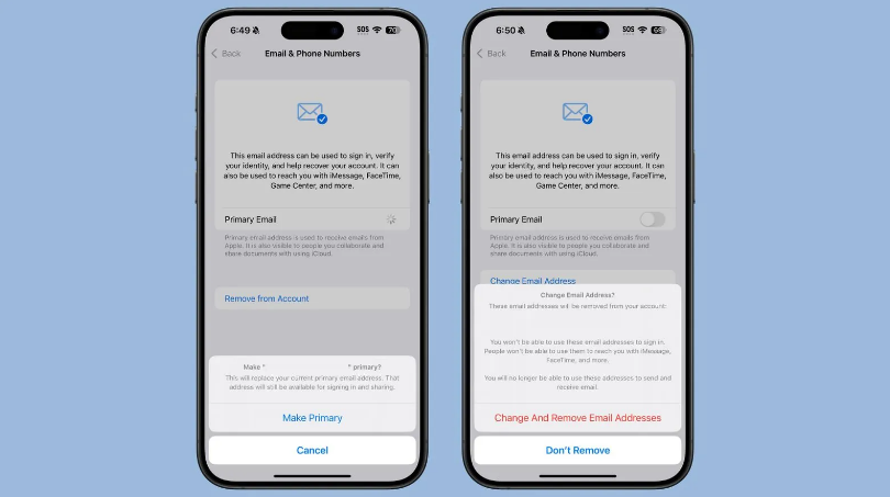 霍林郭勒苹果手机维修分享苹果 iOS 18.1 支持设置“主要”邮箱地址并更改 iCloud 邮箱 
